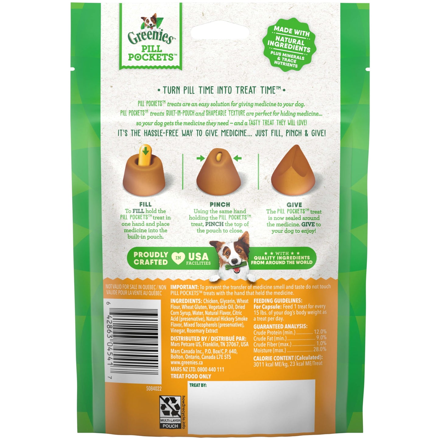 Pill Pockets for Dogs Capsule Size Natural Soft Dog Treats, Chicken Flavor, 7.9 Oz. Pack (30 Treats)