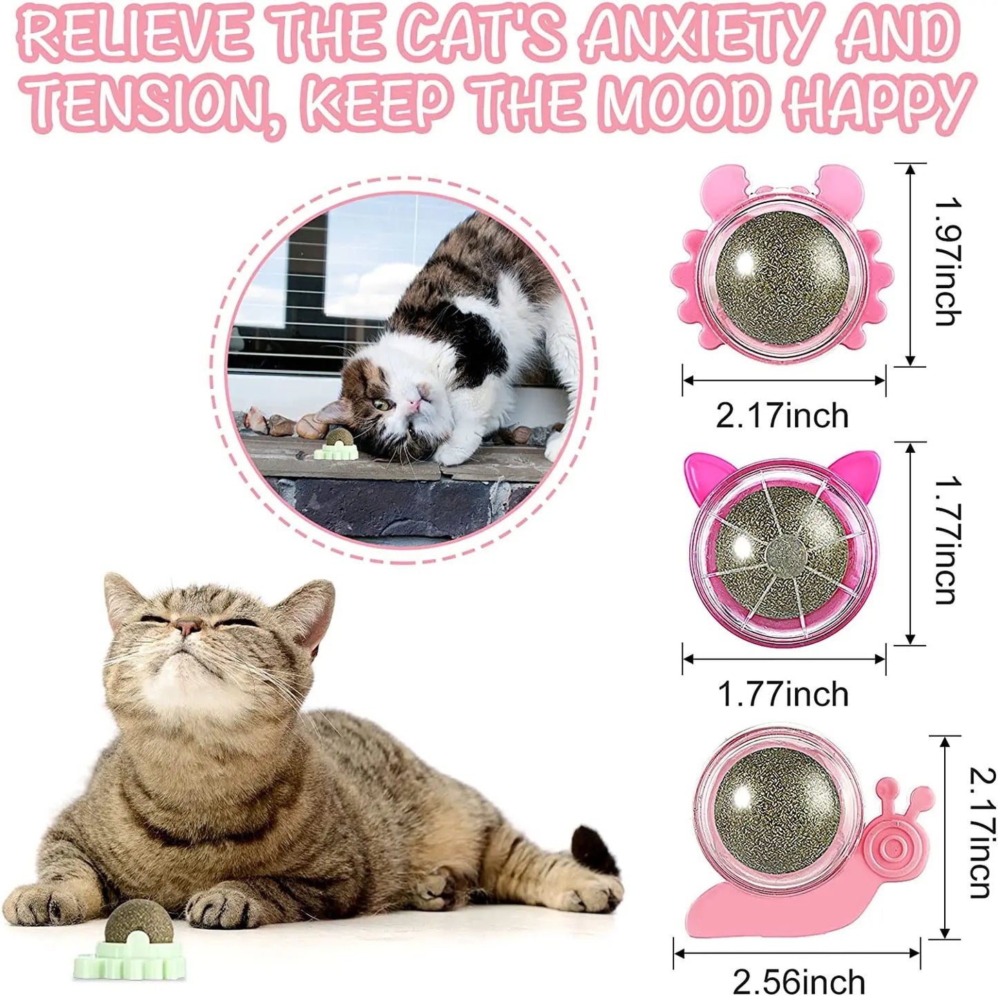 Catnip Wall Ball,Cat Toys Catnip Balls for Cats Wall Mounted Catnip Ball Toy Catnip Rollerball Wall Cat Lick Ball for Cat