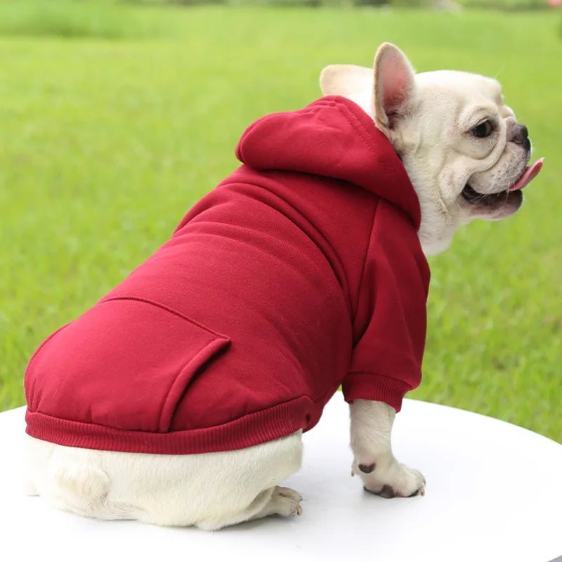 Winter Dog Hoodie Sweatshirts with Pockets Warm Dogs Clothes for Small Dogs Chihuahua Coat Puppy Cat Custume French Bulldog