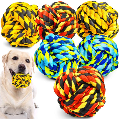 XL Dog Chew Toys for Aggressive Chewers, Dog Balls for Large Dogs, Heavy Duty Dog Toys with Tough Twisted, Dental Cotton Dog Rope Toy for Medium Dogs, 6 Pack Indestructible Puppy Teething Chew Toy