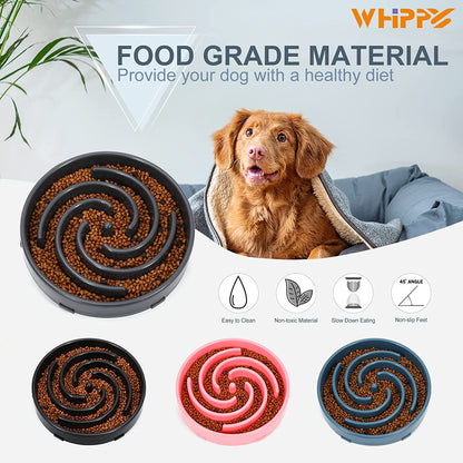 Slow Feeder Large Dog Bowls for Large Medium Dog Non Slip Maze Puzzle Bowl Pet Slower Food Feeding Dishes Interactive Bloat Stop Dog Bowl Preventing Choking Healthy Dog Bowl, Light Gray